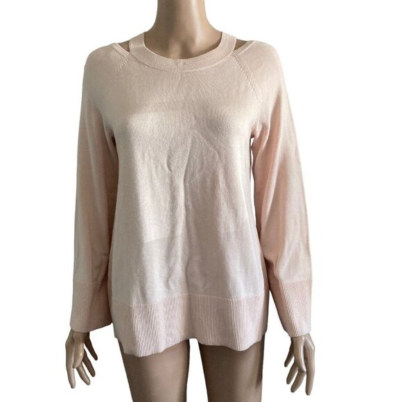 Ann Taylor Loft Sweater Womens Size Small Pink Cold Shoulder - Picture 1 of 12